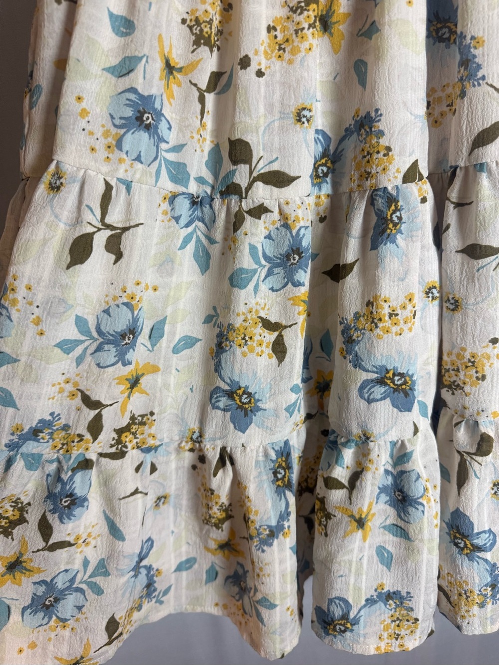 liberty Blue and Cream Floral Tiered Midi Dress - Picture 3 of 5